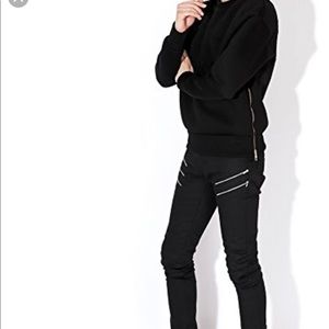 Saint Laurent Five Zippers D02 Black Skinny Jean